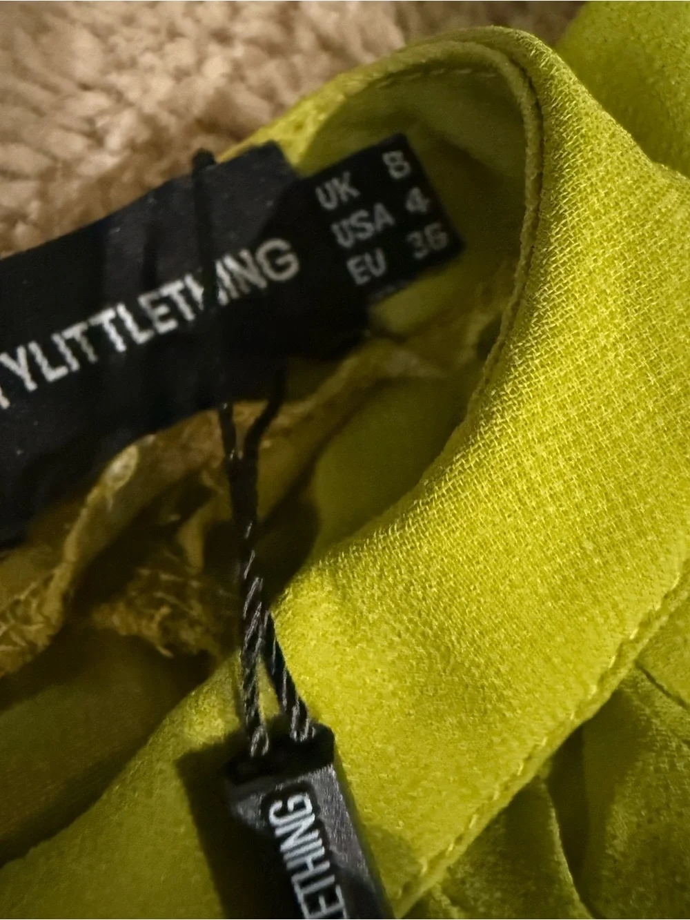 Pretty Little Thing Lime Green Ruffle Dress Size 4 - Picture 4 of 8
